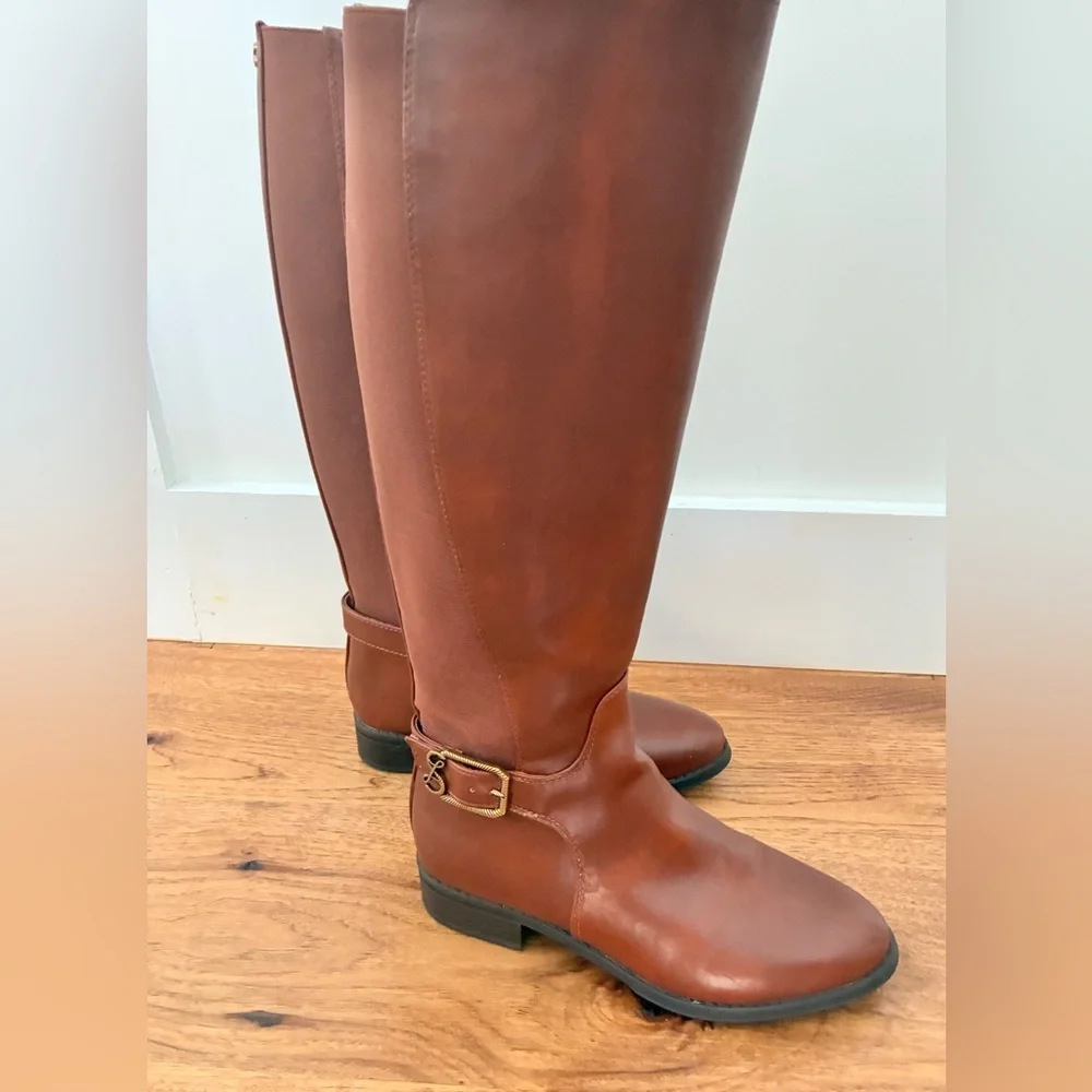 Sam & Libby Brown Knee-High vegan Leather Boots - Picture 2 of 8
